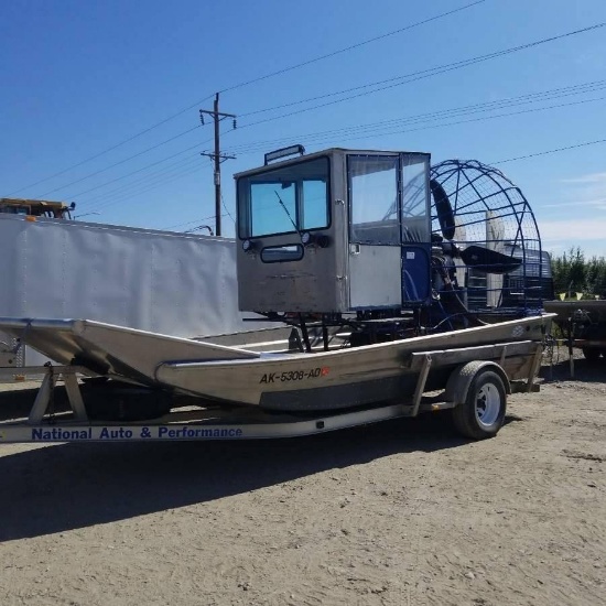 AIRBOAT, 2000 AIR GATOR, 16FT, HEATED CAB, WHIRLWIND PROP, GM 5.7L TPI, ON 2000 TRAILER