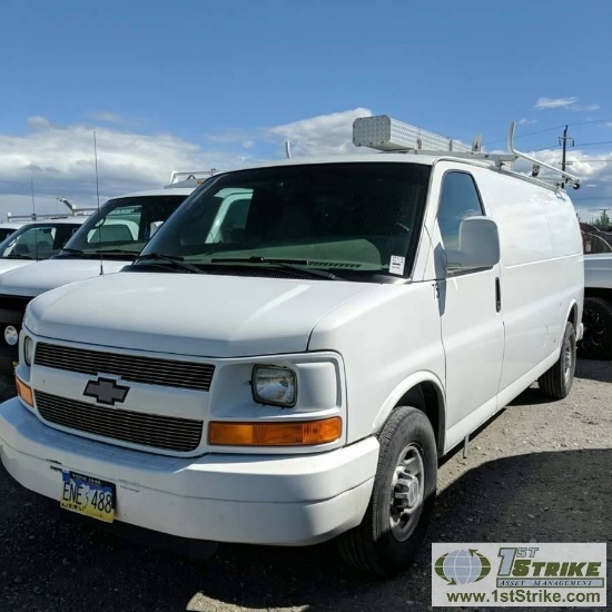 2004 CHEVROLET EXPRESS VAN 2500, 6.0L GAS, 2WD, CARGO SHELVES, LADDER RACK