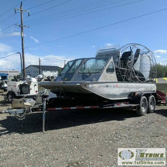 AIR BOAT, 2008, GM VORTEC 8100 ENGINE, WHIRLWIND COMPOSITE PROP, DUAL TANKS, 18FT X 7FT, TRIM TABS,