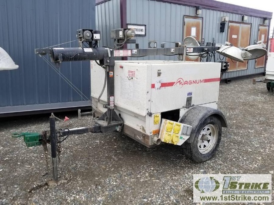 LIGHT PLANT, MAGNUM MLT 5250, 15KW, 15KVA GENERATOR, ISUZU 4CYL DIESEL ENGINE, TRAILER MOUNTED