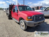 1999 FORD F-350 SUPERDUTY XL, 7.3L POWERSTROKE DIESEL, 4X4, DUALLY, EXTENDED CAB, 9FT FLAT BED, GOOS
