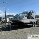 AIR BOAT, 2008, GM VORTEC 8100 ENGINE, WHIRLWIND COMPOSITE PROP, DUAL TANKS, 18FT X 7FT, TRIM TABS,