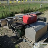 3 PALLETS. MISC ALUMINUM BOAT PARTS INCLUDING: CONSOLE, FUEL CELL CROSS HULL SEAT, PRE-CUT BOAT KIT