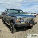 1986 FORD F-350 XL, 6.9L INTERNATIONAL DIESEL, 4X4, STANDARD CAB, PANEL BED, WITH WINCH