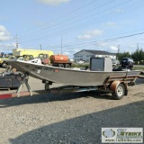 BOAT, 18 FT ALUMAWELD, EVINRUDE E-TEC BRP 115HP, BLACK JET, SINGLE AXLE TRAILER