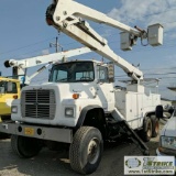 BUCKET TRUCK, 1990 FORD, L8000, FORD KFM07.8FPF3 DIESEL ENGINE, 6X6, MAUAL TRANSMISSION, TELELECT MO