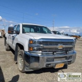 2015 CHEVROLET SILVERADO 2500HD, 6.6L DURAMAX, 4X4, CREW CAB, LONG BED. WEBASTO HEAT