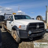 2012 RAM 5500, 6.7L CUMMINS DIESEL, 4X4, CREW CAB, 12FT 4IN FLAT BED. WEBASTO HEAT