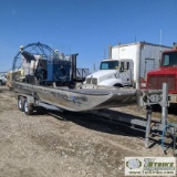 AIRBOAT, TRAILBOSS, 22FT ALUMINUM HULL, 8FT BEAM, GM 6.0L ENGINE, 3-BLADE SENSENICH CARBON FIBER PRO