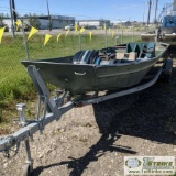 BOAT, RHYAN CRAFT MODEL 1872, 18FT ALUMINUM HULL, 72IN BEAM, 50HP MERCURY PROP OUTBOARD, WITH 1998 C