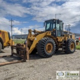 LOADER, 2001 CATERPILLAR 966G, EROPS, WITH FORKS. QC PLATE, 6IN HOOPS