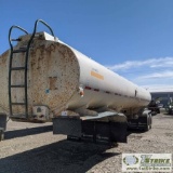 SEMI WATER TANK TRAILER, 1974 STEEL, APPROX 10000GAL, TANDEM AXLE