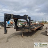 TRAILER, 1982, GOOSENECK, 28FT DECK, 4FT DOVE TAIL, FOLD DOWN RAMPS, TRIPLE AXLE