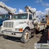 TIRE TRUCK, 1998 INTERNATIONAL 4900, DT466E NAVISTAR DIESEL ENGINE, WITH FEC 3216 CRANE, AIR COMPRES