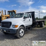 FLAT BED, 2000 FORD F-650 SUPERDUTY XL, 7.3L INTERNATIONAL DIESEL ENGINE, 6-SPEED MANUAL TRANSMISSIO