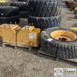 2 PALLETS. 1EA TIRE 14:00R 24 SNOW PLUS, MOUNTED ON G90 WHEEL. 1EA PUSH BLOCK. FITS VOVLO G90
