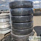 6 EACH. TRUCK TIRES WITH WHEELS, 9R22.5