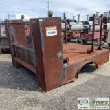 WELDING TRUCK BED, STEEL. 8.5 FT X 7 FT DECK, WITH BOXES AND RACKS