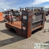 WELDING TRUCK BED, STEEL. 8.5 FT X 7 FT DECK, WITH BOXES AND RACKS
