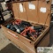 KNAACK BOX, WITH MISC TOOLS, INCLUDING: BELT SANDERS, ROUTERS, SAWSALLS, SKILLSAWS, HAMMER DRILLS