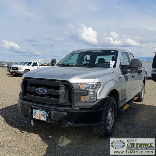 2015 FORD F-150 XL, 5.0L GAS, 4X4, CREW CAB, SHORT BED