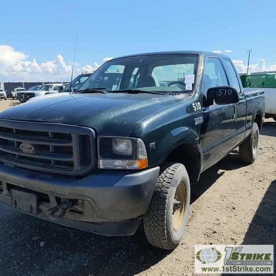2002 FORD F-250 SUPERDUTY XL, 6.8L TRITON GAS, 4X4, EXTENDED CAB, SHORT BED. NO TITLE