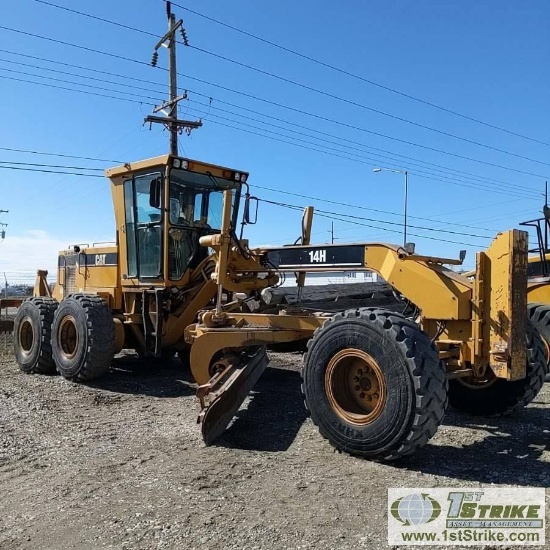GRADER, 2001 CATERPILLAR 14H, EROPS, 16FT MOULD BOARD, REAR SCARIFIER W/ICE TEETH