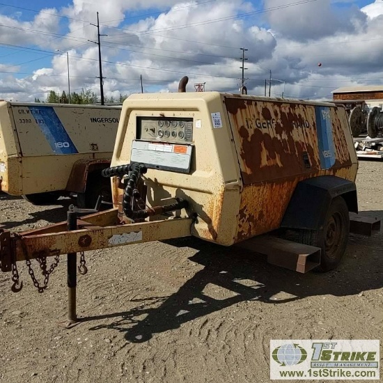 COMPRESSOR, 1993 INGERSOLL RAND, 185CFM, JOHN DEERE 4CYL DIESEL, TRAILER MOUNTED