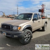 2002 TOYOTA TACOMA, 2.7L GAS, MAN TRANS, 4X4, EXTRA CAB