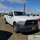 2012 RAM 1500, 4.7L MAGNUM GAS, 4X4, CREW CAB, SHORT BED