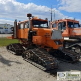 TRACKED VEHICLE, 1983 TUCKER SNO-CAT, MODEL 1744C, GM DETROIT DIESEL, ENCLOSED CAB, FLAT BED, FRONT