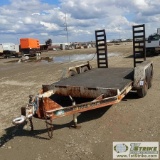 EQUIPMENT TRAILER, 1983 TRAIL KING TK6, TANDEM AXLE, 6FT X 10FT DECK, FOLD DOWN RAMPS, PINTLE HITCH.