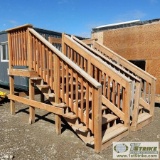 2 SETS. STAIRS, WITH LANDING, PRESSURE TREATED WOOD CONSTRUCTION