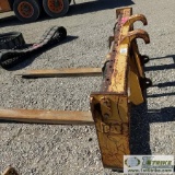 LOADER ATTACHMENT, CATERPILLAR FORKS, 84IN, QUICK CONNECT ATTACH W/5IN HOOPS, FITS CAT 966D, E, F, G