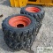 4 EACH. SKIDSTEER TIRES ON WHEELS, 27X10X5/15