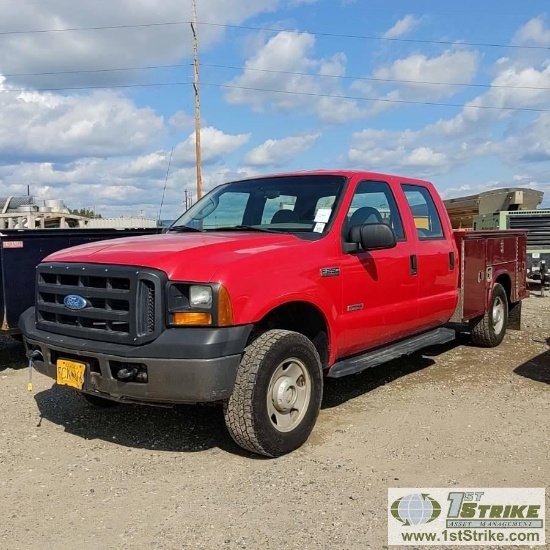 2007 FORD F-250 SUPERDUTY XL, 6.0L POWERSTROKE, 4X4, CREW CAB, 8FT SERVICE BED