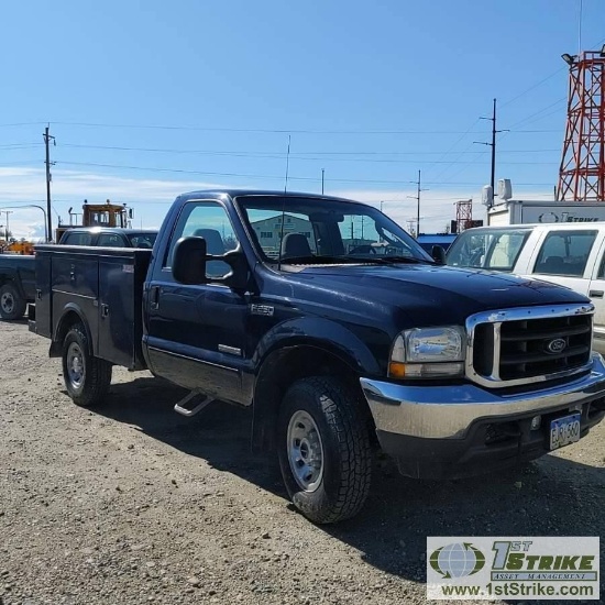 2003 FORD F-250 SUPERDUTY XLT, 6.0L POWERSTROKE, 4X4, REGULAR CAB, 8FT SERVICE BED