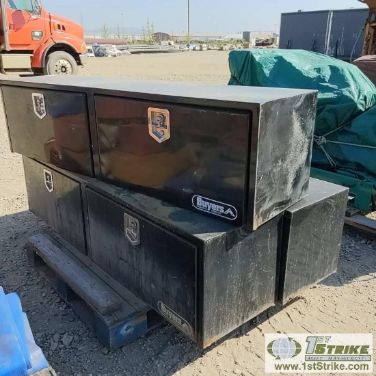 3 EACH. TRUCK TOOL BOXES, BUYERS, STEEL CONSTRUCTION