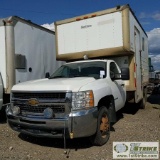 2009 CHEVROLET SILVERADO 3500HD, 6.6L DURAMAX, 4X4, DUALLY, REGULAR CAB, 12FT CAB OVER BOX