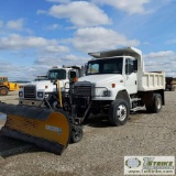 DUMP TRUCK, 2001 FREIGHTLINER, CAT 3126, EATON FULLER TRANS, 4X4, 5YD BOX, WITH PLOW