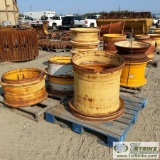 4 PALLETS. MISC HEAVY EQUIPMENT WHEELS