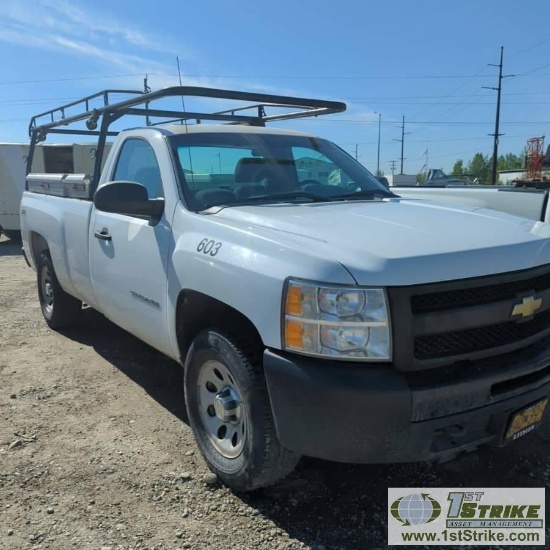 2010 CHEVROLET SILVERADO 1500, 4.3L VORTEC, 4X4, REGULAR CAB, LONG BED WITH PIPE RACK, BEDSIDE TOOL