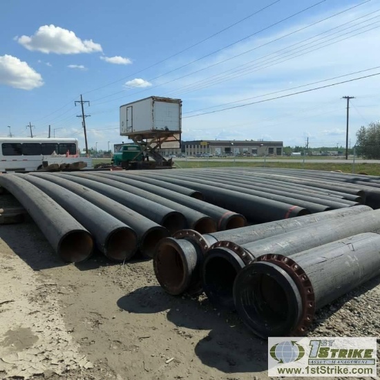 1 ASSORTMENT. HDPE PIPE, 20IN OD WITH MISC STEEL FLANGES, APPROXIMATELY 40FT STICKS. DUNNAGE NOT INC