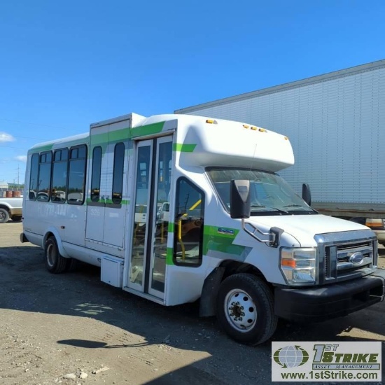 BUS, 2010 FORD F-450, 6.8L, RWD, 19-PASSENGER CAPACITY, WHEEL CHAIR LIFT, FOLD-UP SEATING. OWNER STA
