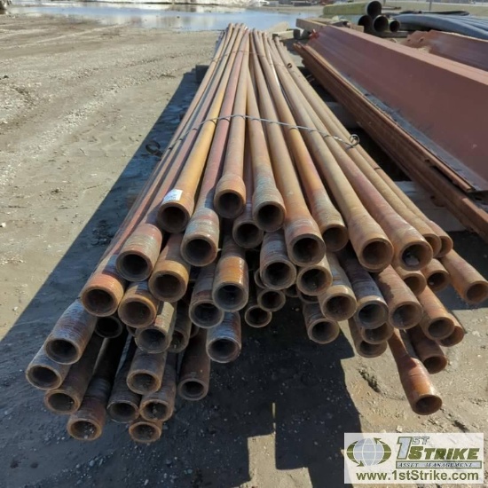 1 ASSORTMENT. DRILL PIPE, STEEL WITH FIBERGLASS WRAP, APPROXIMATELY 2 1/2IN ID WITH 3IN ID COUPLERS,