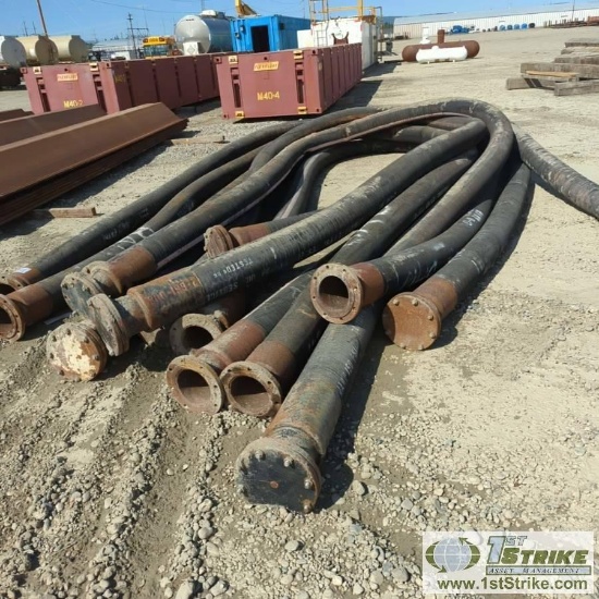 1 ASSORTMENT. FLEXIBLE RUBBER HOSE WITH STEEL FLANGES, APPROXIMATELY 8IN ID, 7EA APPROX 50FT LENGTH,