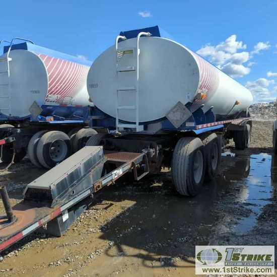 FUEL TANK PUP TRAILER, 1993 PARAMOUNT TANK INC, TANDEM REAR AXLES, TANDEM AXLE DOLLY, 74960 GVWR, 3-