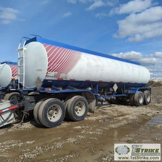 FUEL TANK PUP TRAILER, 1997 BEALL MODEL 3ATT-74-3-SB, TANDEM REAR AXLES, TANDEM AXLE DOLLY, 68000 GV