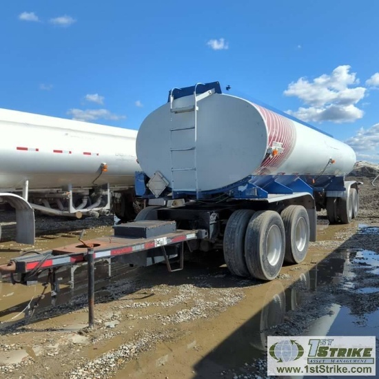 FUEL TANK PUP TRAILER, 1988 BEALL, TANDEM REAR AXLES, TANDEM AXLE DOLLEY, 68000 GVWR, 3-COMPARTMENT