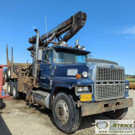 LOGGING TRUCK, 1966 FORD LTL9000, CUMMINS NTC 400, FULLER TRANSMISSION, TANDEM REAR AXLES, 60,000 GV